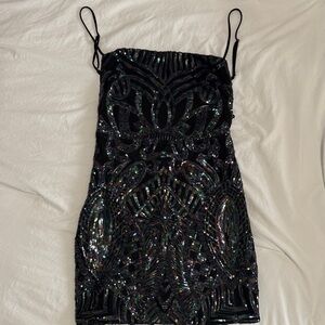 Open back sequin mini dress